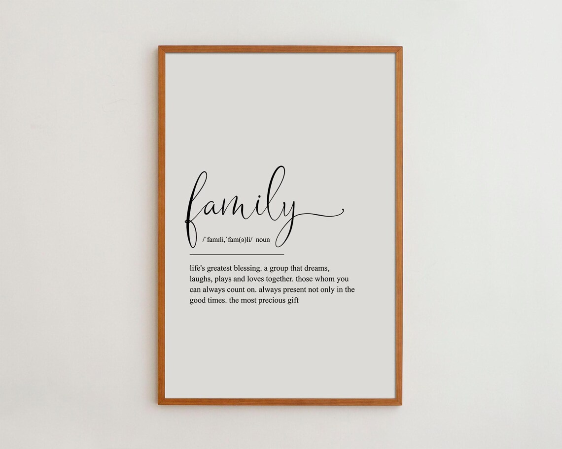 Family Definition Black and White Art Print