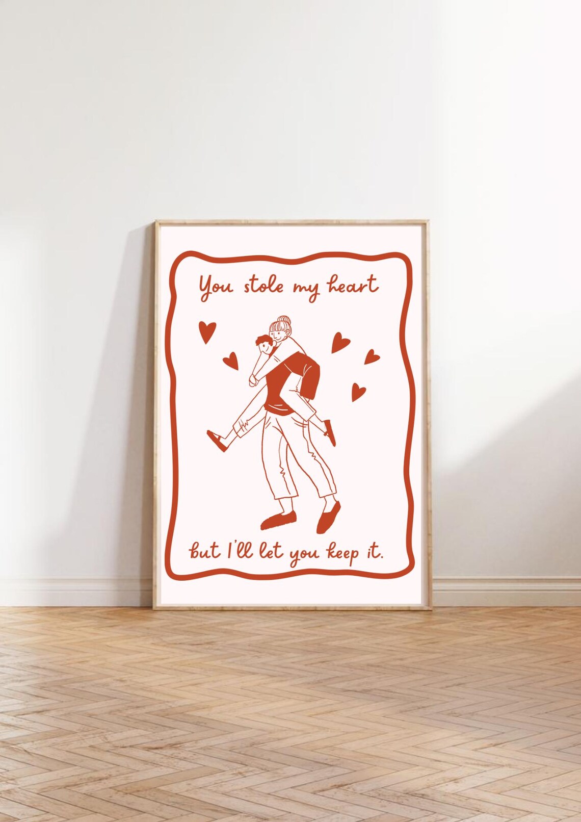 You Stole My Heart Sweet Romantic Couple Line Art Love Poster