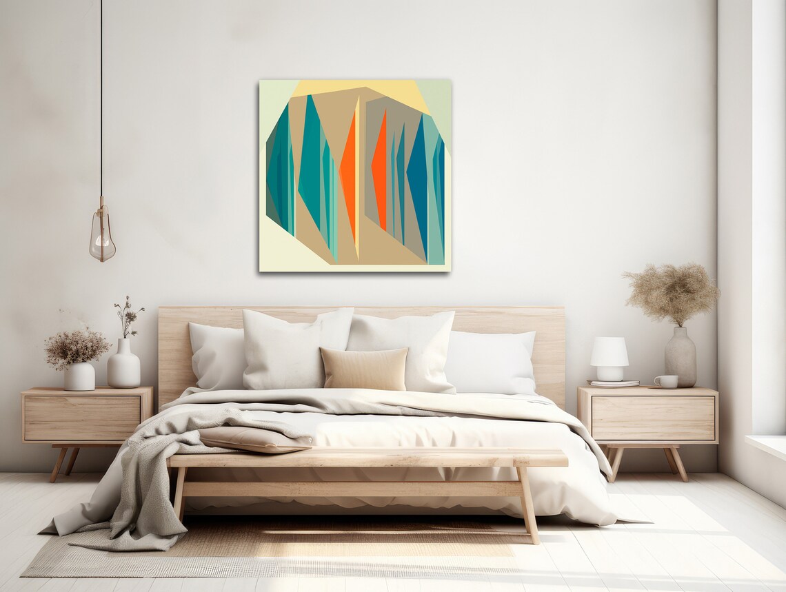 Mid-Century Modern Geometric Square Art Print - Image 2