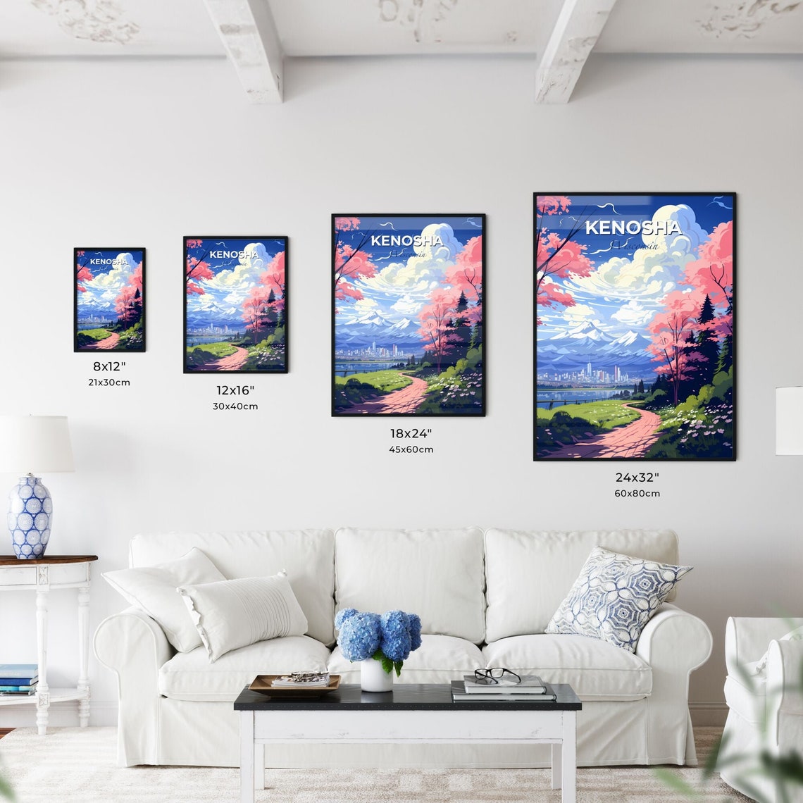 Kenosha Wisconsin Blossom Trail Lake Mountain Skyline Poster - Image 3
