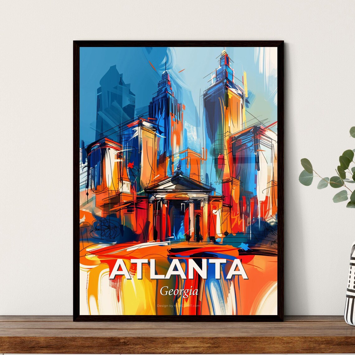 Atlanta Georgia Abstract Colorful Skyline Downtown Art Poster