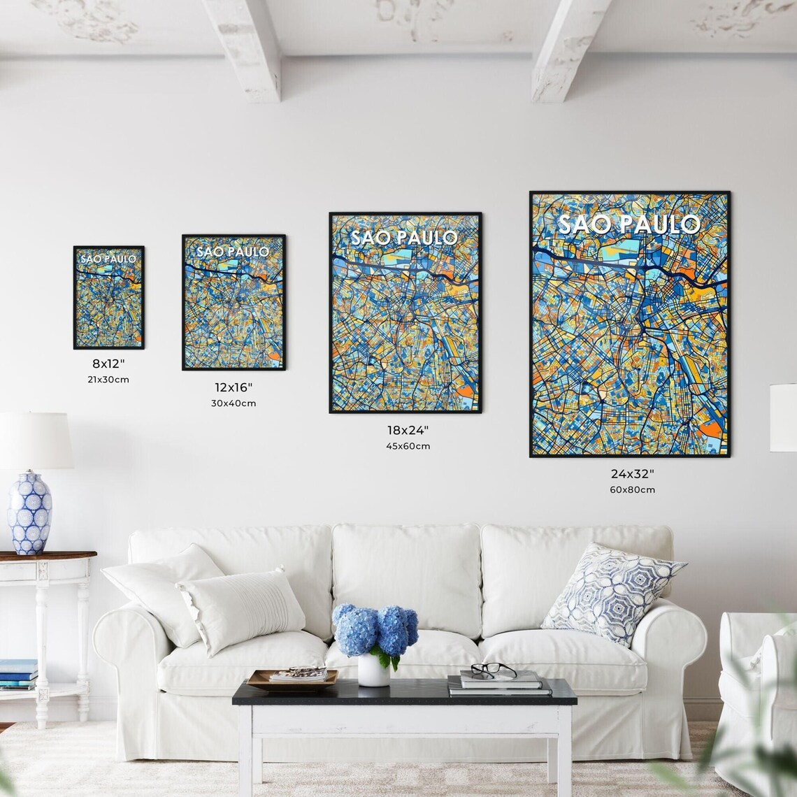 Sao Paulo Brazil Colorful Vibrant City Street Map Art Poster - Image 3