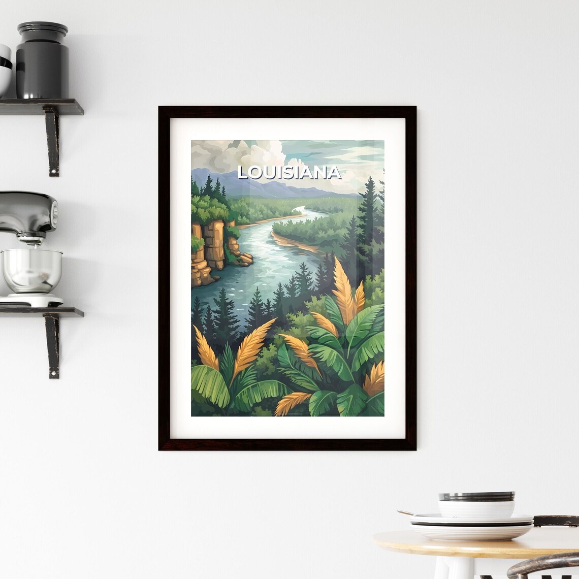 Louisiana Winding River Forest Cliffs Vintage Nature Travel Poster Art - Image 2