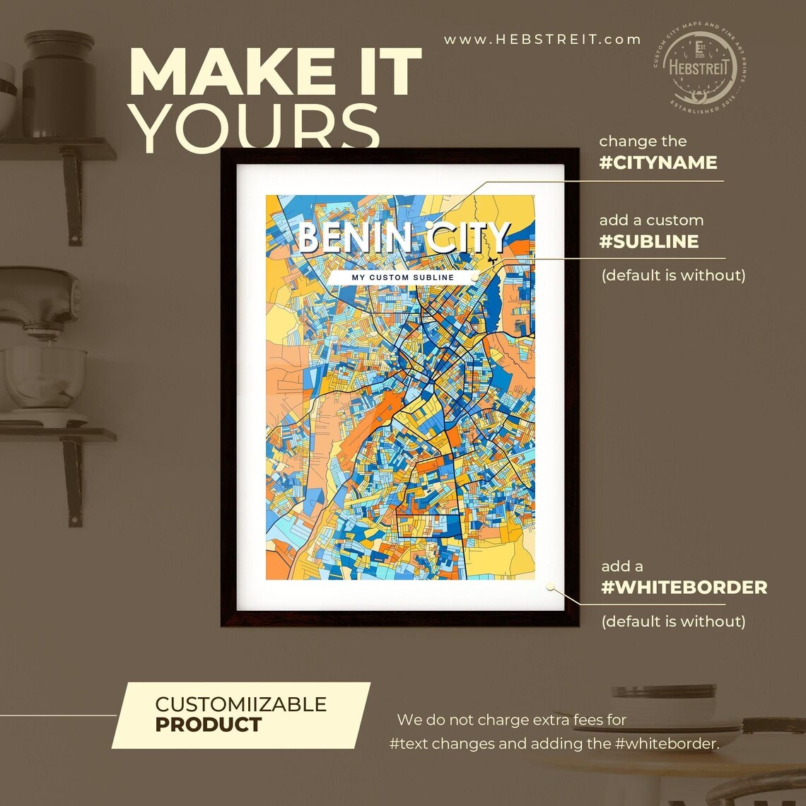 Benin City Nigeria Bold Vibrant Geometric City Map Art Poster - Image 2