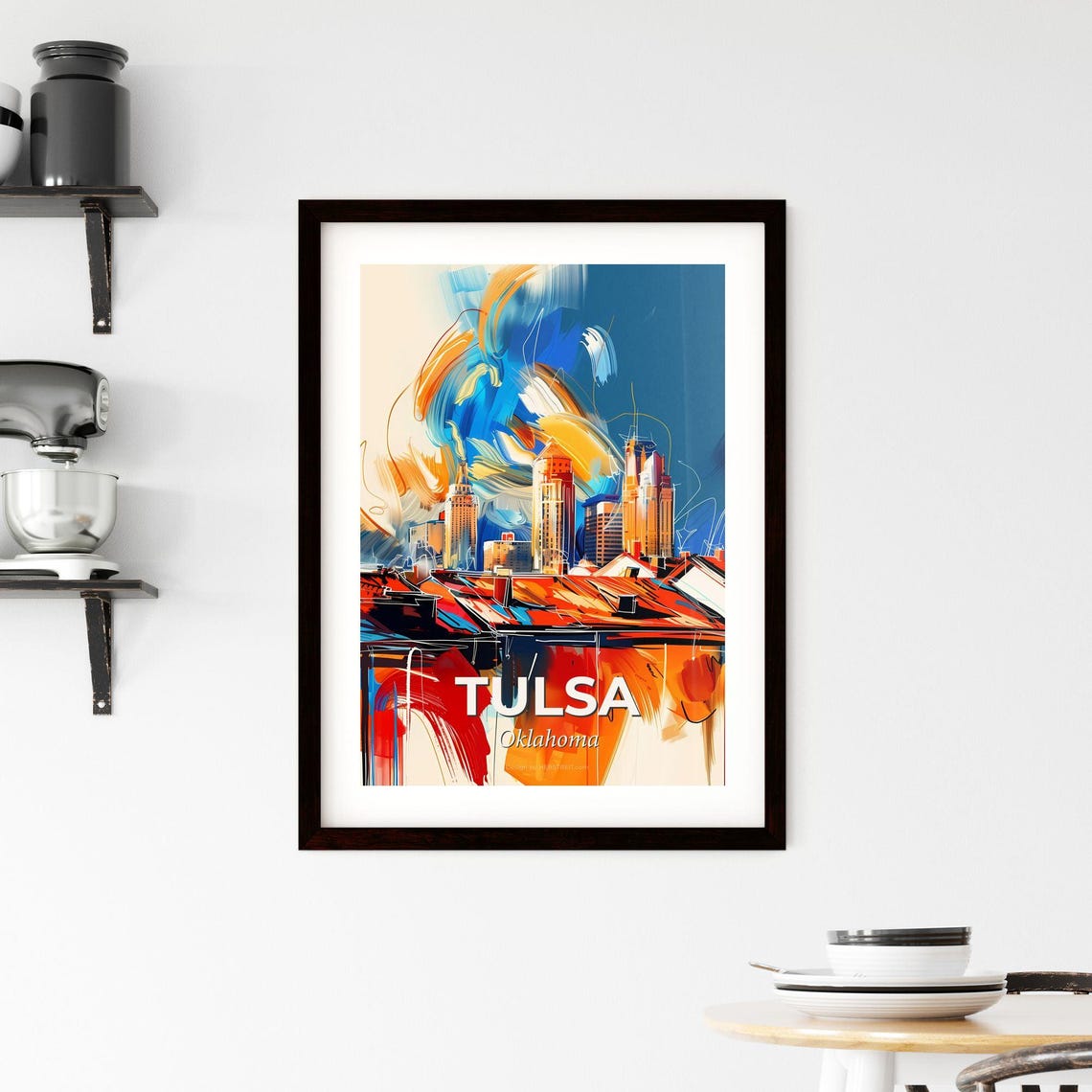 Tulsa Oklahoma Colorful Abstract Downtown Skyscrapers Skyline Poster - Image 2