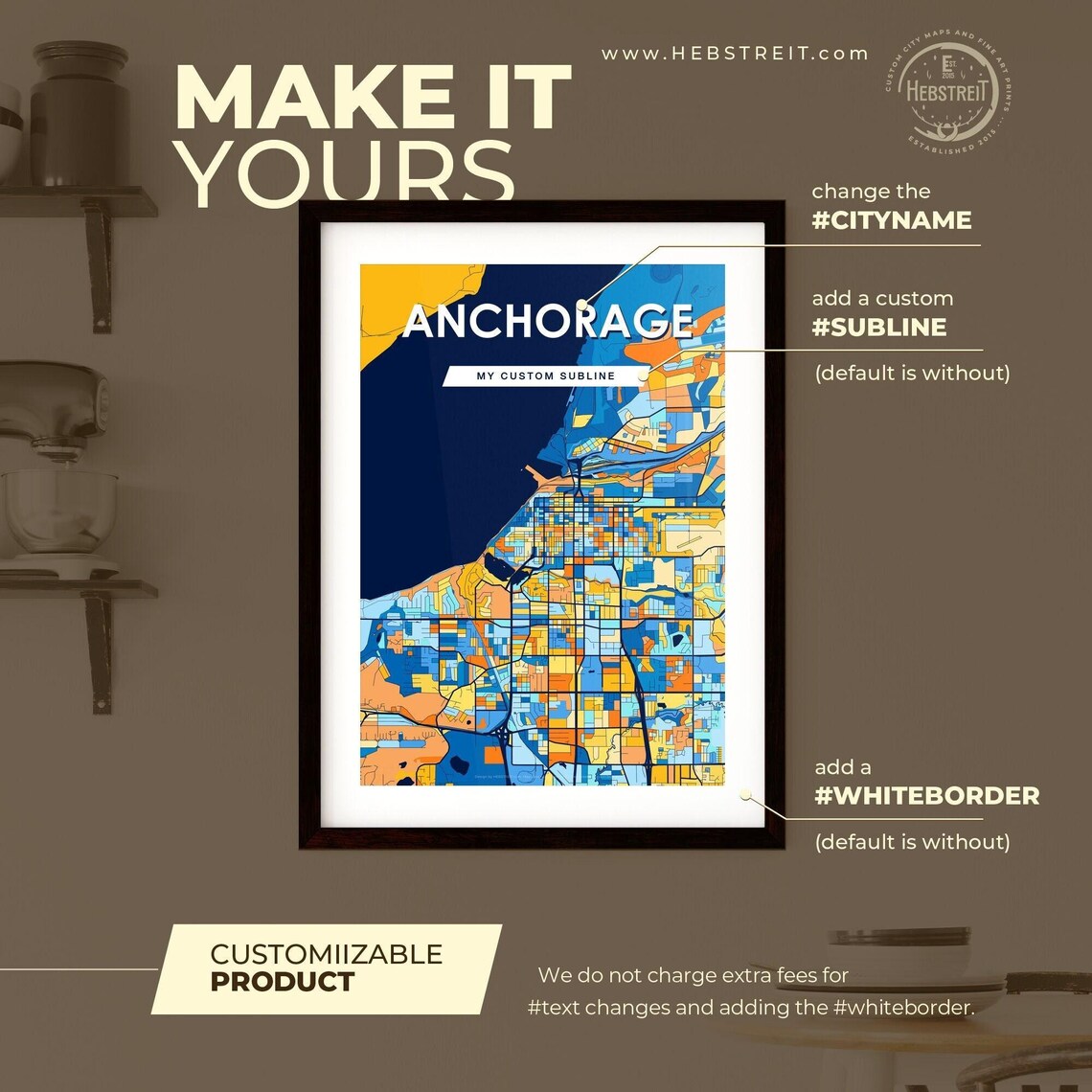 Anchorage Alaska Vibrant Colorful Mosaic City Street Map Art Poster - Image 2