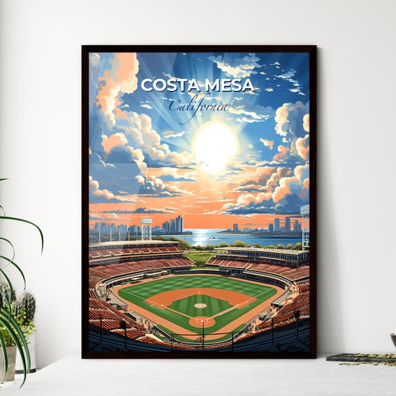 Costa Mesa California A Baseball Stadium With A City Skyline And Clouds Travel Skylines Collection Customizable