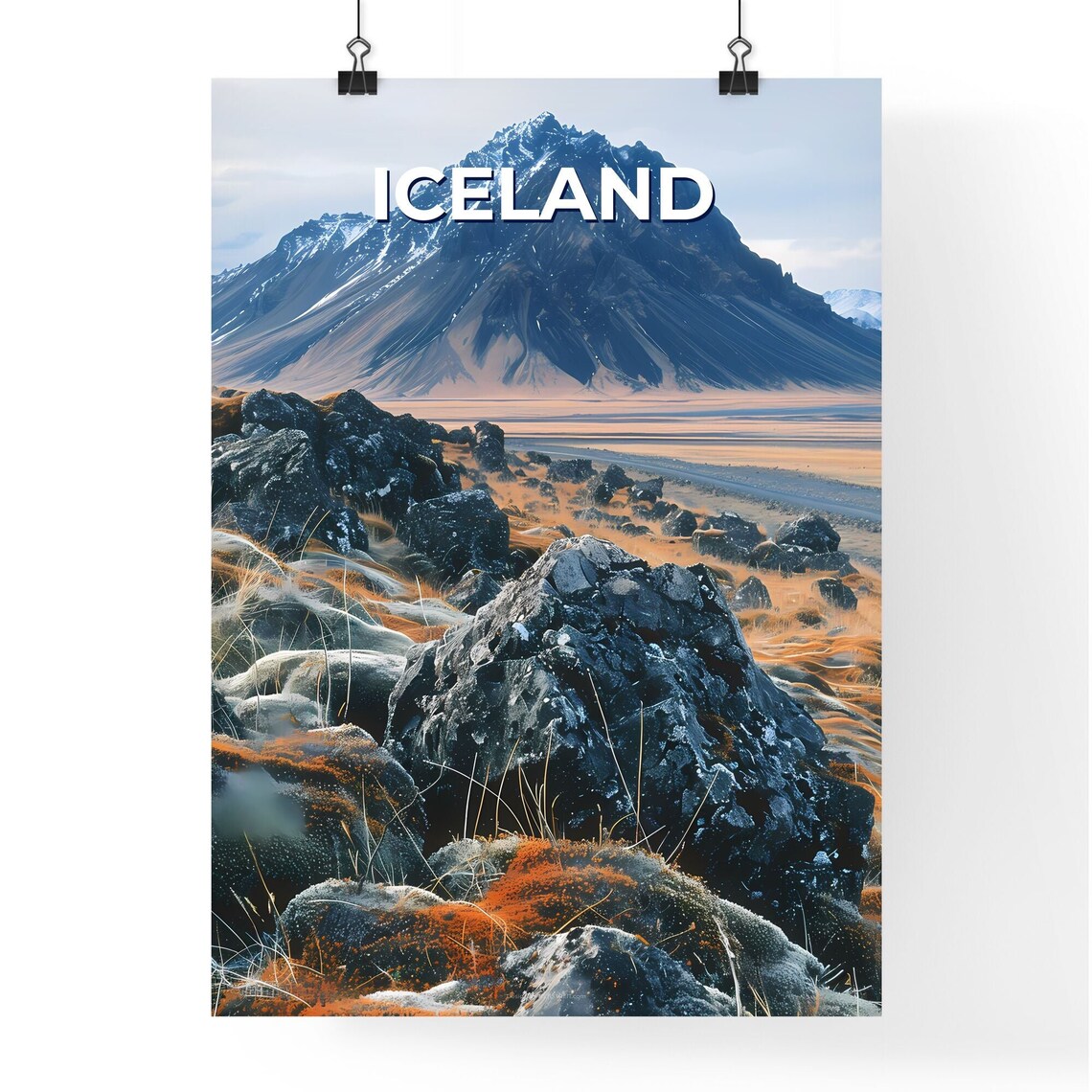 Iceland Volcanic Rock Field Mountain Moss Vintage Nature Travel Poster - Image 4