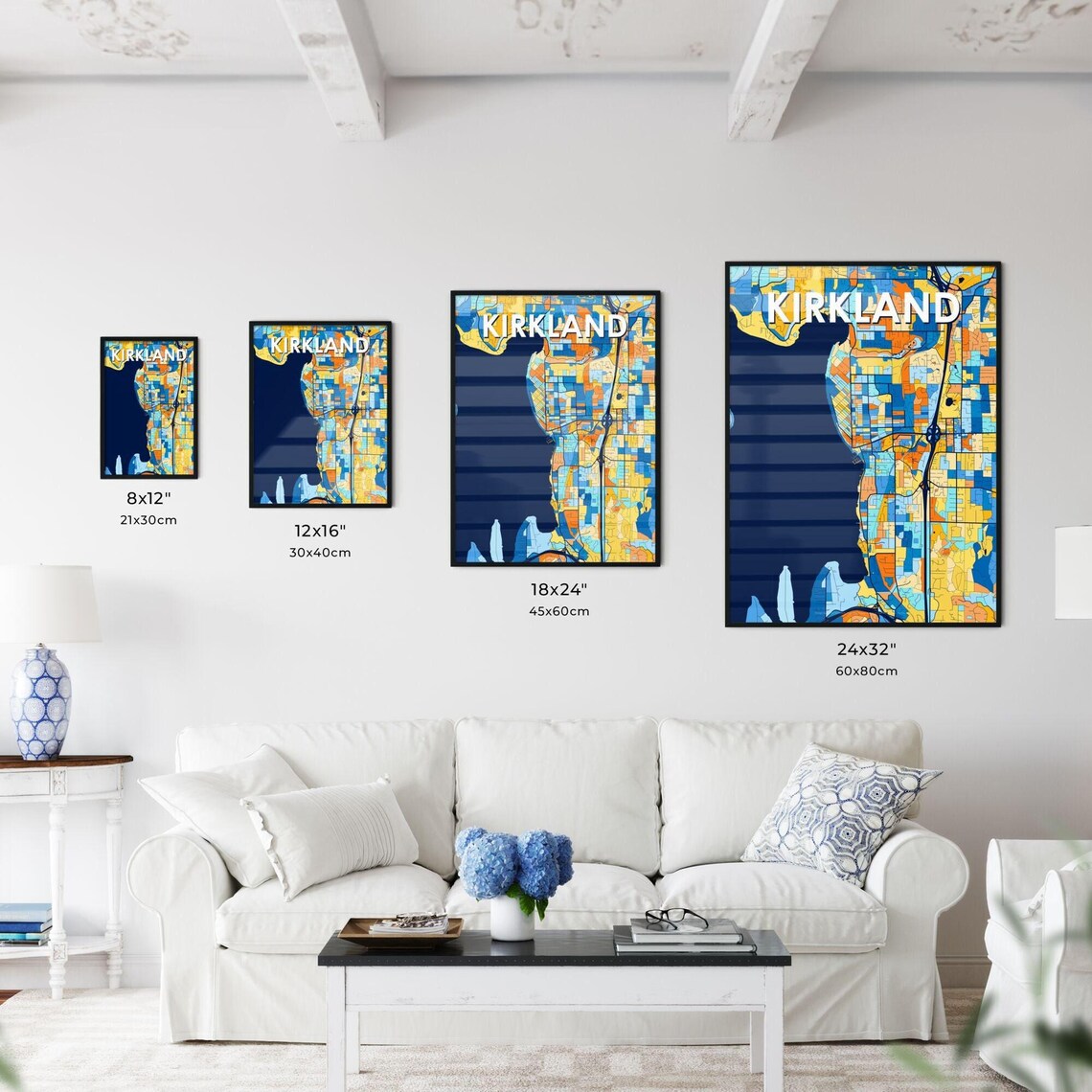 Kirkland Washington Vibrant Colorful Mosaic City Street Map Art Poster - Image 3