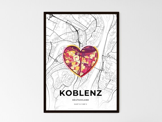 Koblenz Germany Where It All Began Heart Map Coordinates Poster