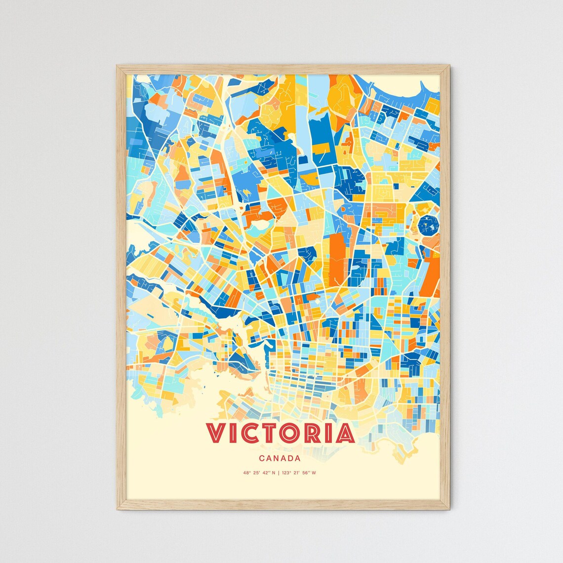 Victoria Canada Blue Orange Street Map Art Home Decor Poster - Image 3