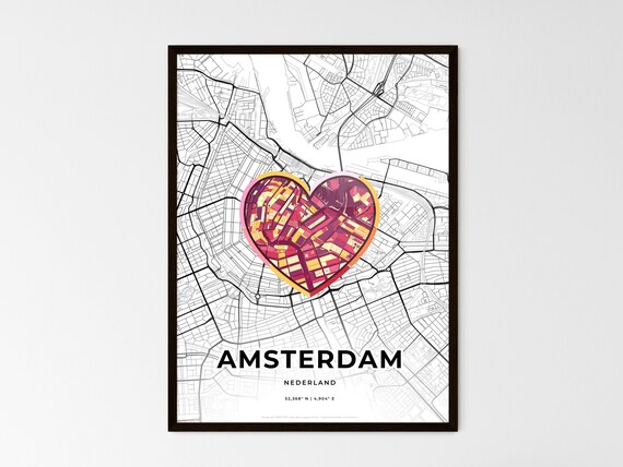 Amsterdam Netherlands Where It All Began Heart Map Coordinates Poster
