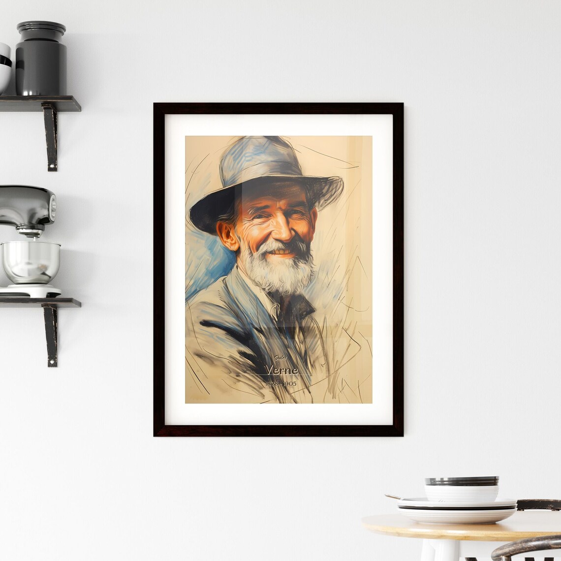 Jules Verne 1828 to 1905 Historical Portrait Watercolor Art Poster - Image 2