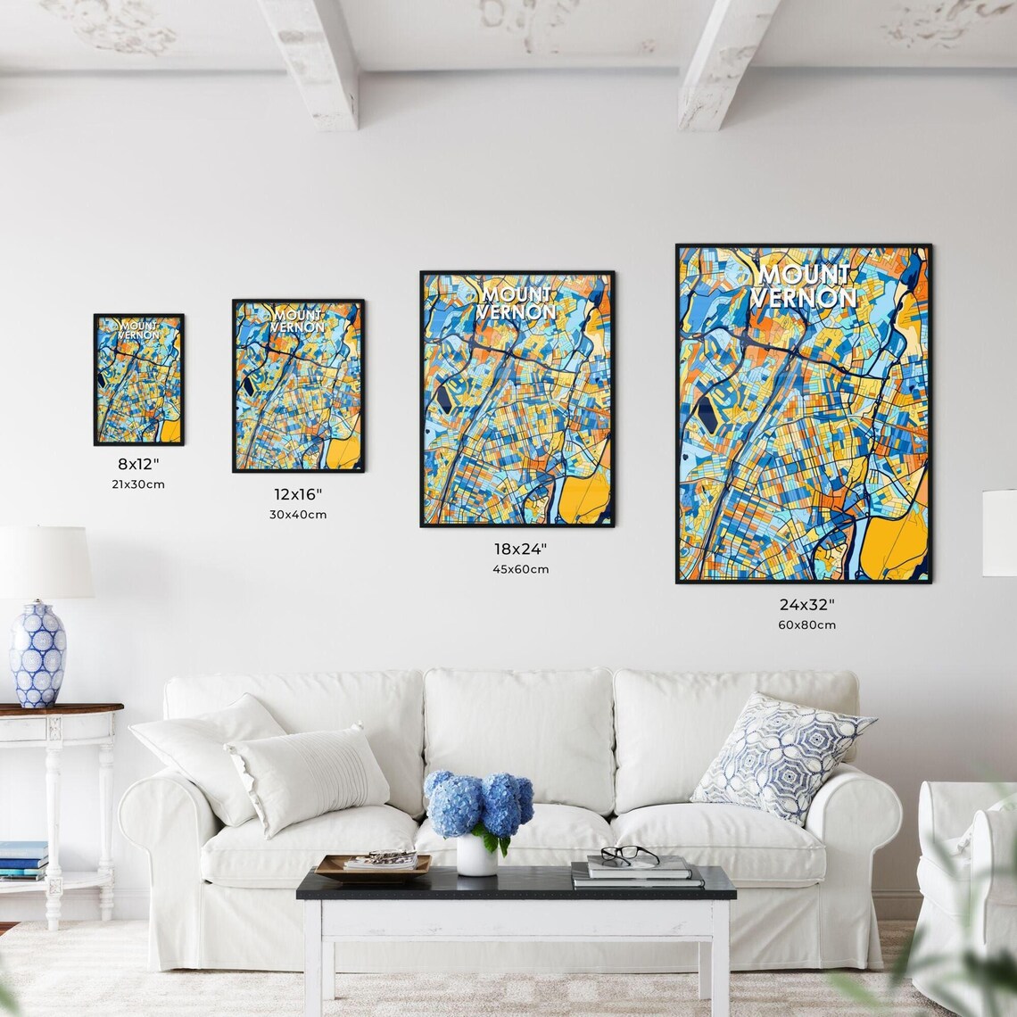 Mount Vernon New York Colorful Modern City Street Map Artwork Poster - Image 3
