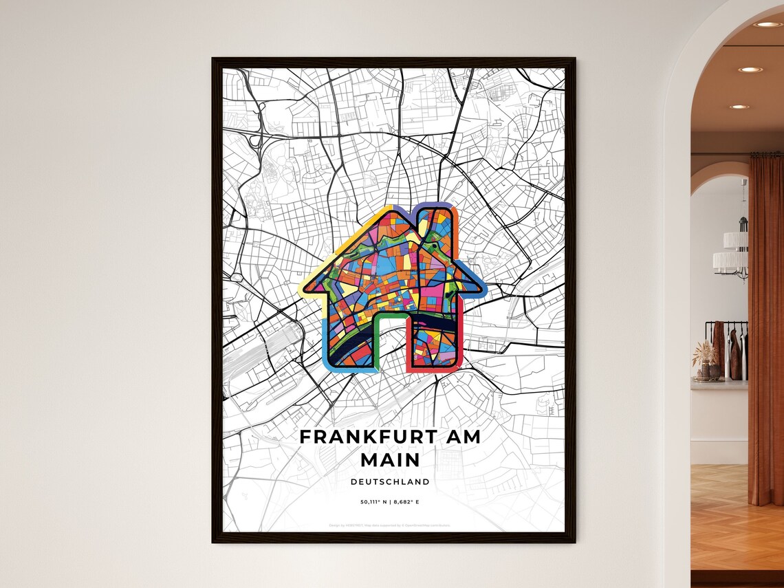 Frankfurt am Main Germany Where It All Began Heart Map Coordinates Poster - Image 3