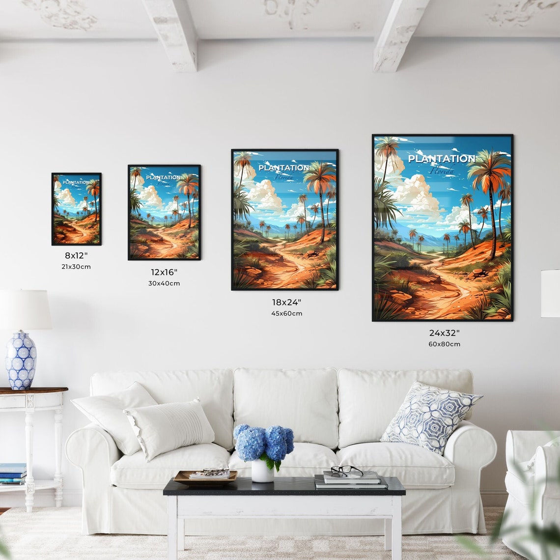 Plantation Florida Tropical Palm Tree Trail Desert Sunset Art Poster - Image 3