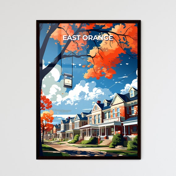 East Orange New Jersey A Row Of Houses With A Sign Travel Skylines Collection Customizable