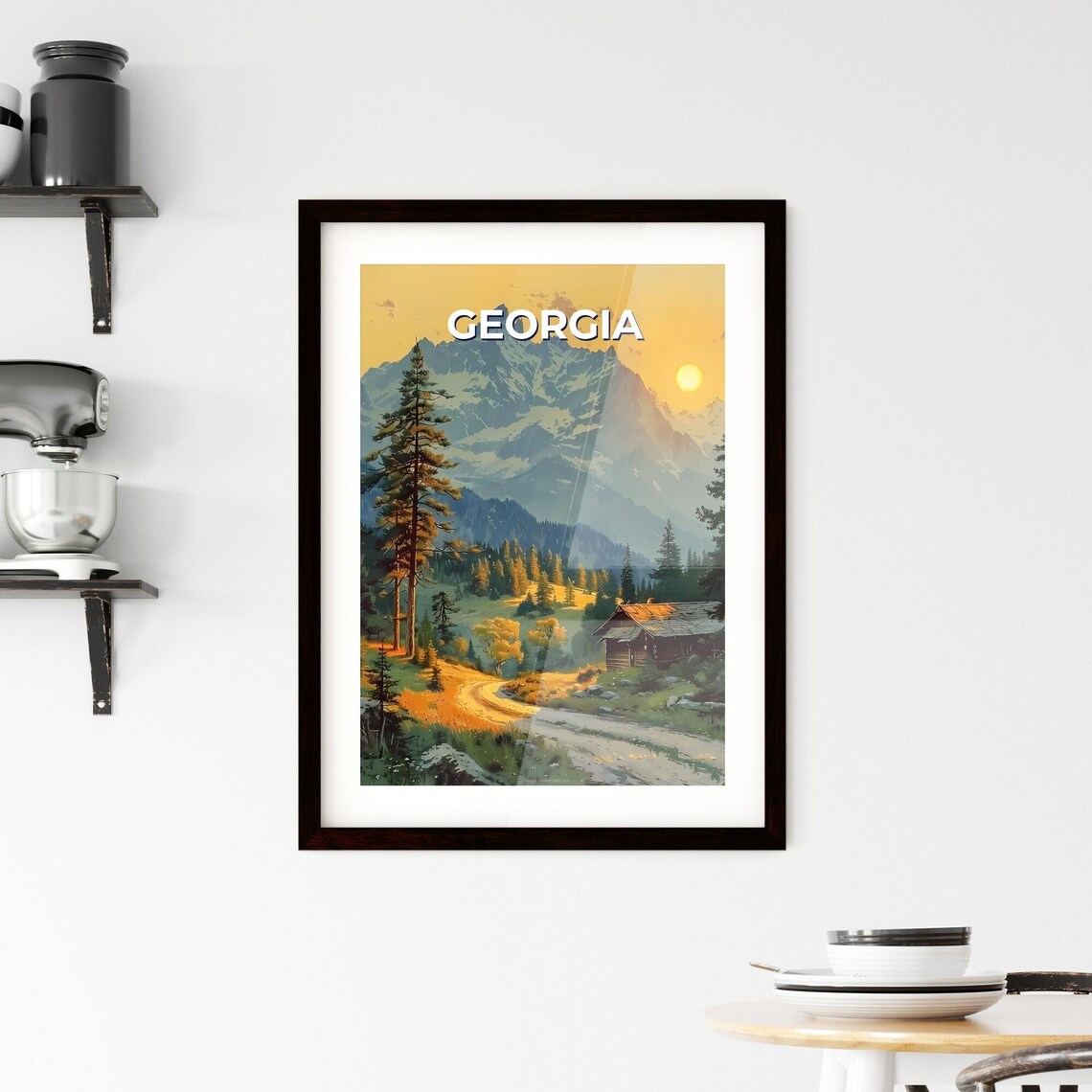 Georgia Mountain Cabin Sunset Road Pine Forest Vintage Travel Poster - Image 2