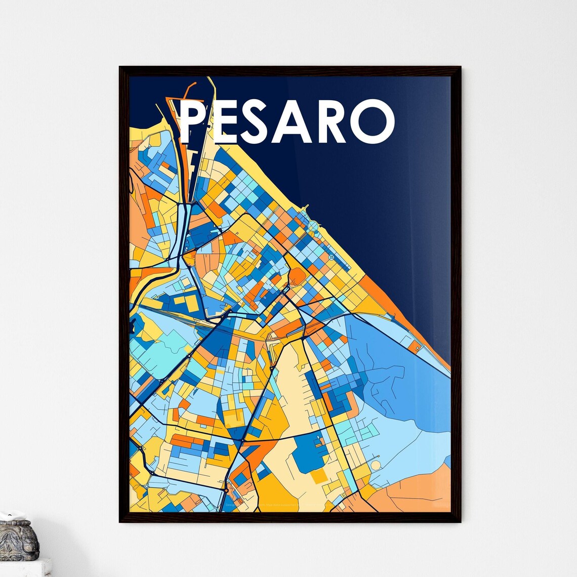 Pesaro Italy Vibrant Colorful Modern City Street Map Art Poster