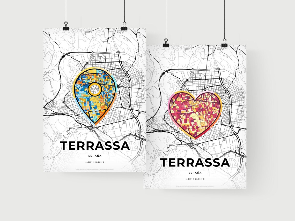 Terrassa Spain Romantic Minimalist Heart City Map Art Poster - Image 2