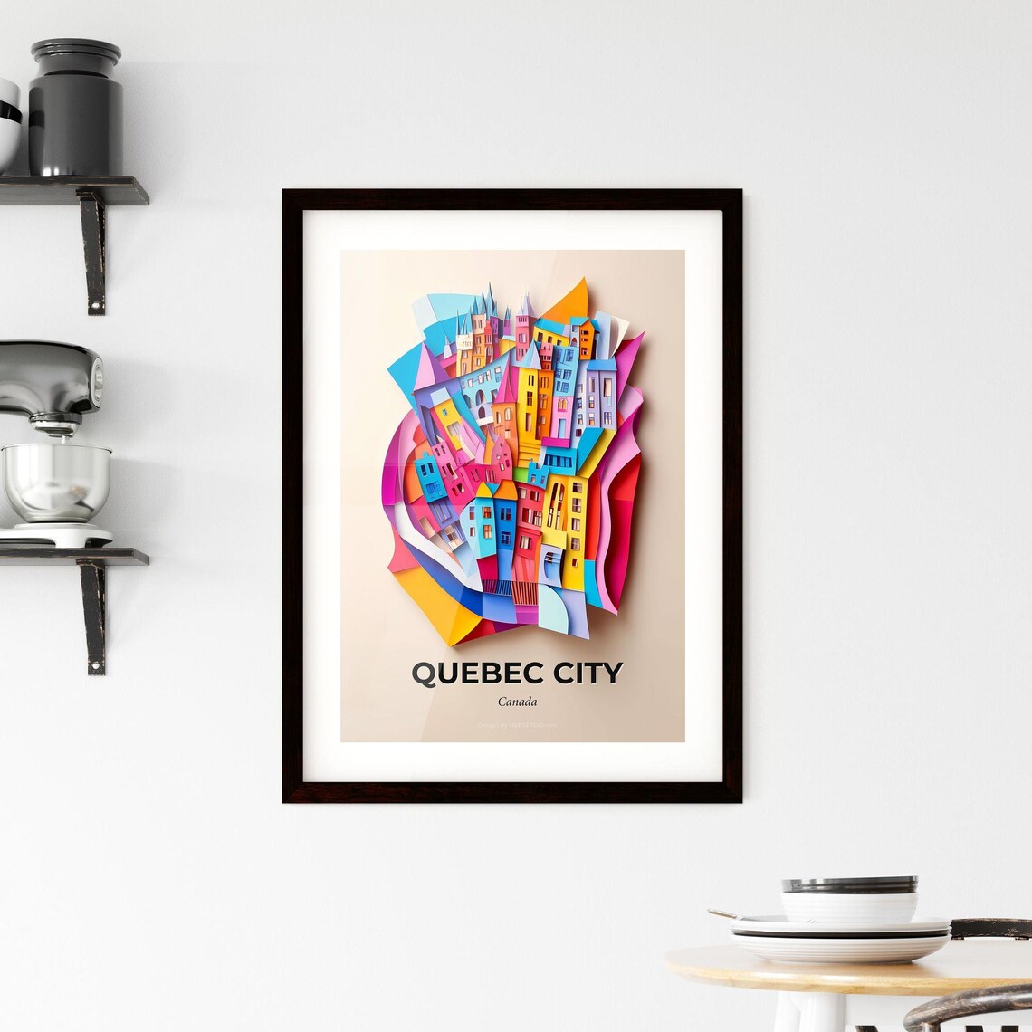 Quebec City Canada Colorful Paper Cut Old Town Spires Travel Poster - Image 2