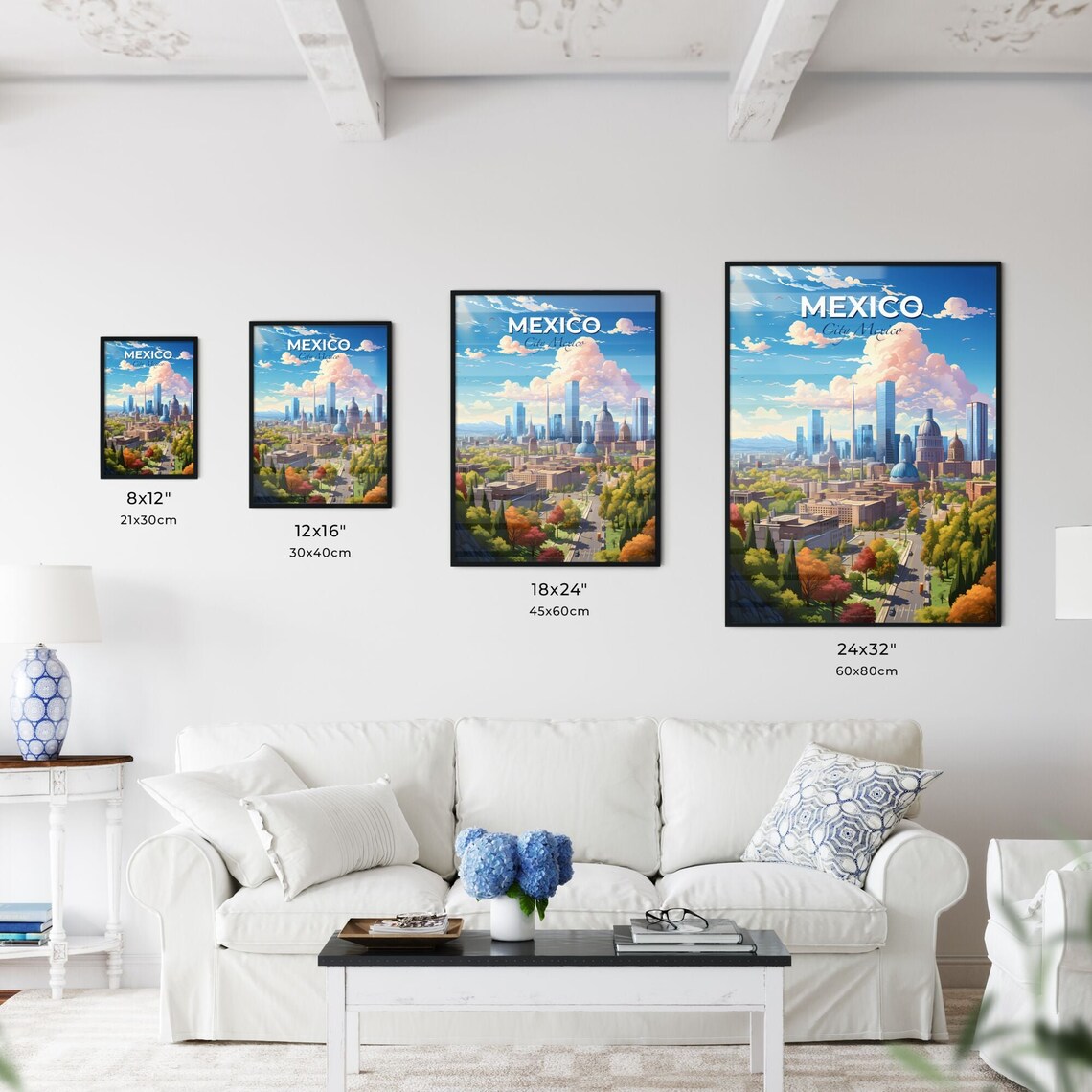 Mexico City Mexico Skyline Domes Tree Lined Street Travel Poster - Image 3