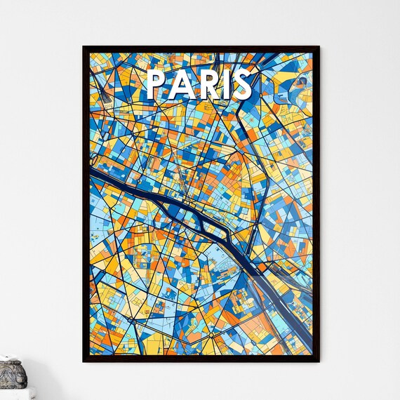 Paris France Vibrant Colorful City Map Art Poster Home Decor Gift
