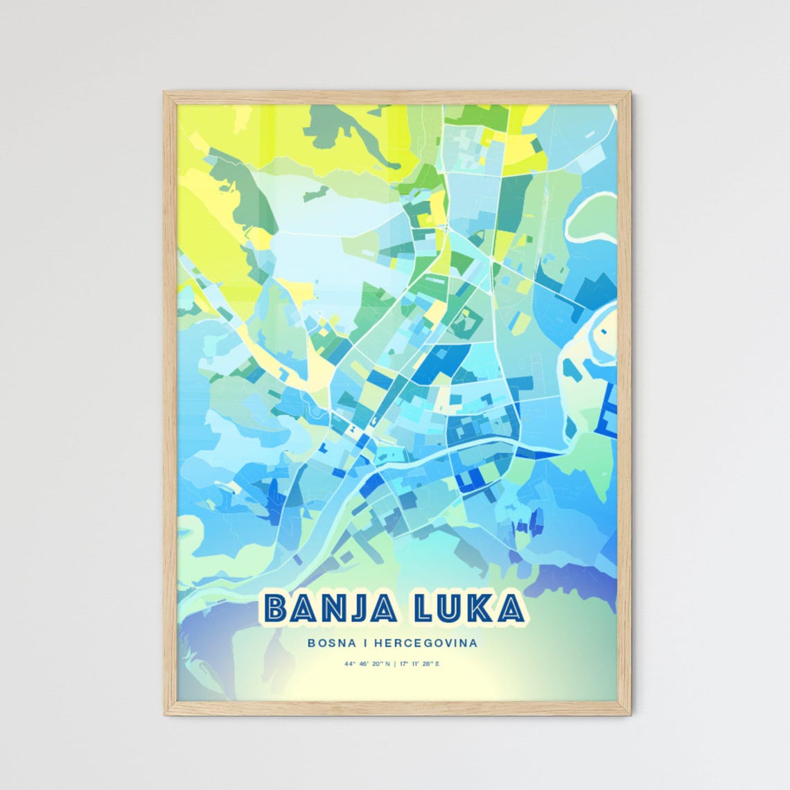 Banja Luka Bosnia Customizable City Map Poster For Home Wall Decor