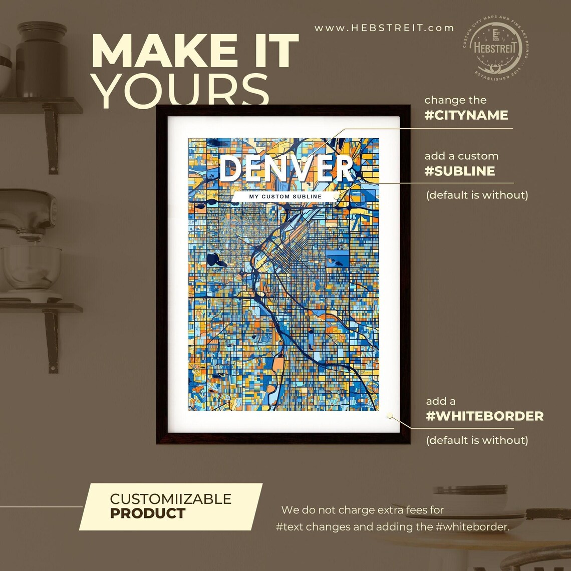 Denver Colorado Vibrant Colorful Geometric Street Grid City Map Art Poster - Image 2