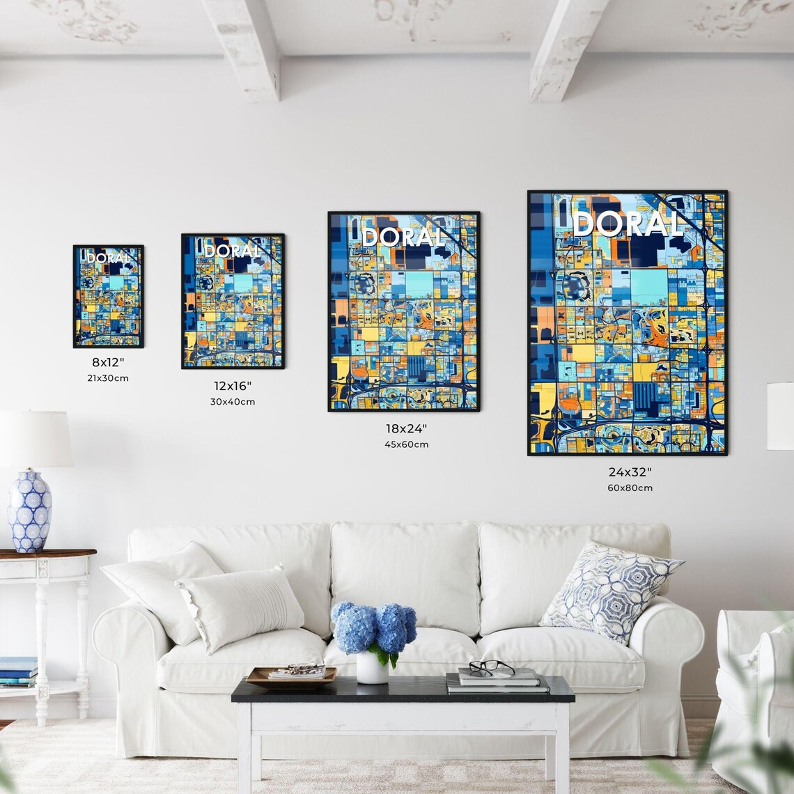 Doral Florida Vibrant Colorful Geometric Street Grid City Map Art Poster - Image 3