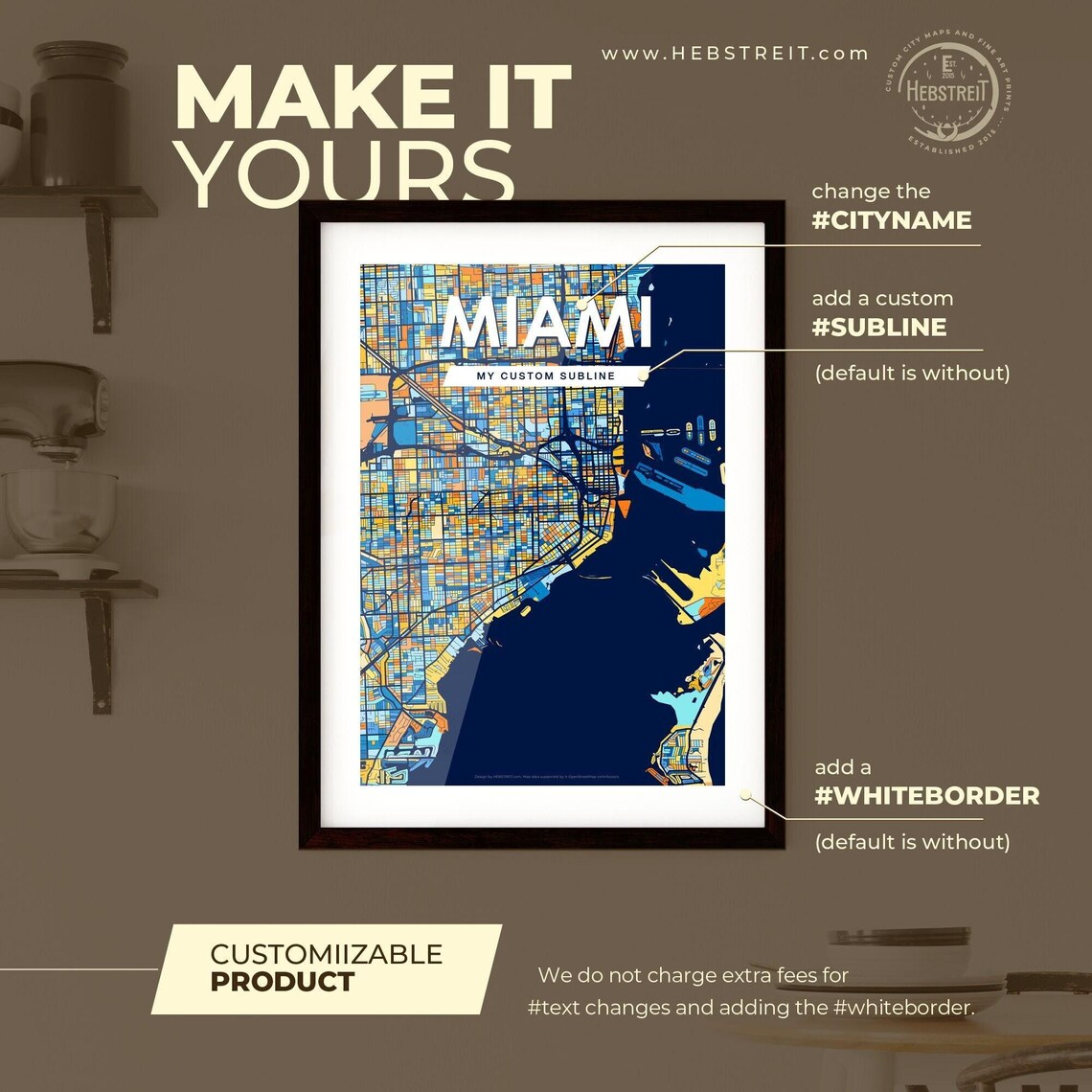 Miami Florida Bold Abstract Geometric City Street Map Poster - Image 2