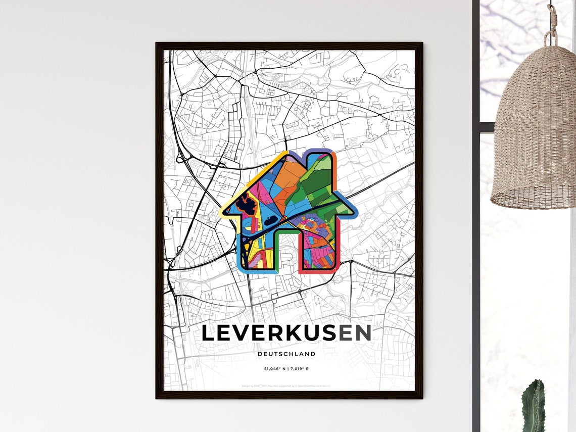 Leverkusen Germany Where It All Began Heart Map Coordinates Poster - Image 3