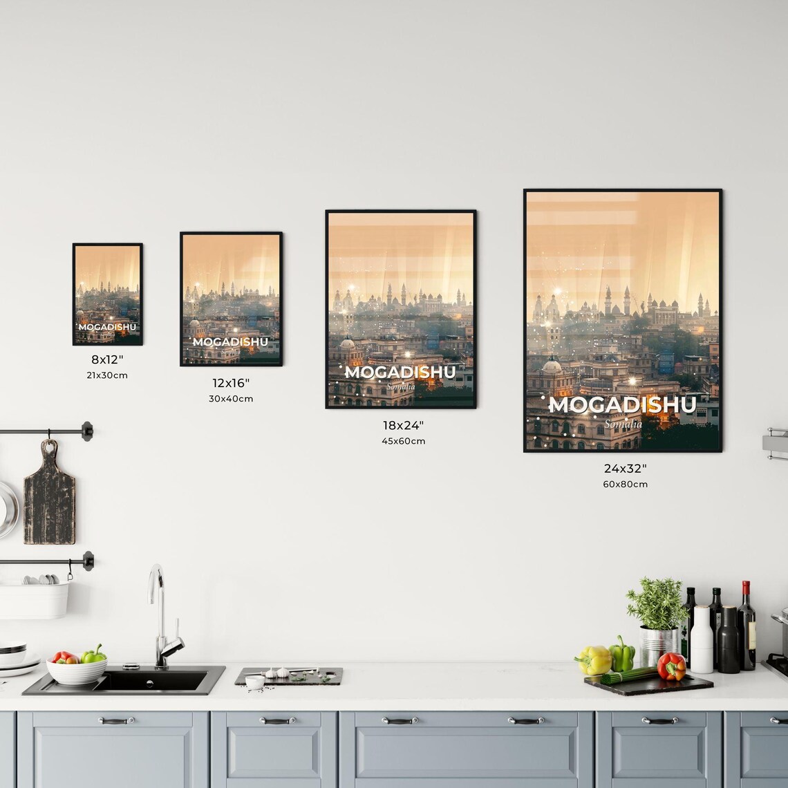 Mogadishu Somalia Cityscape Mosques Golden Sunset Sky Art Poster - Image 3