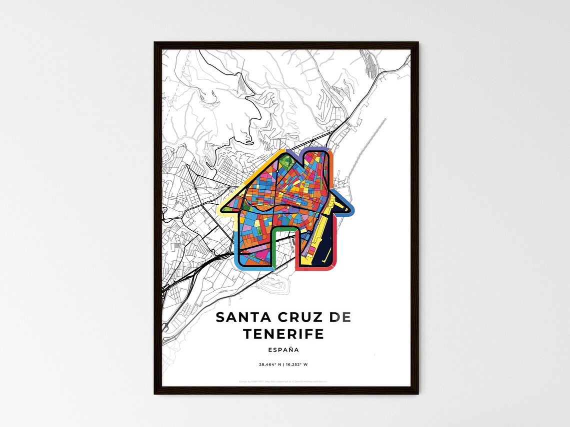 Santa Cruz de Tenerife Spain Romantic Minimalist Heart City Map Art Poster - Image 3