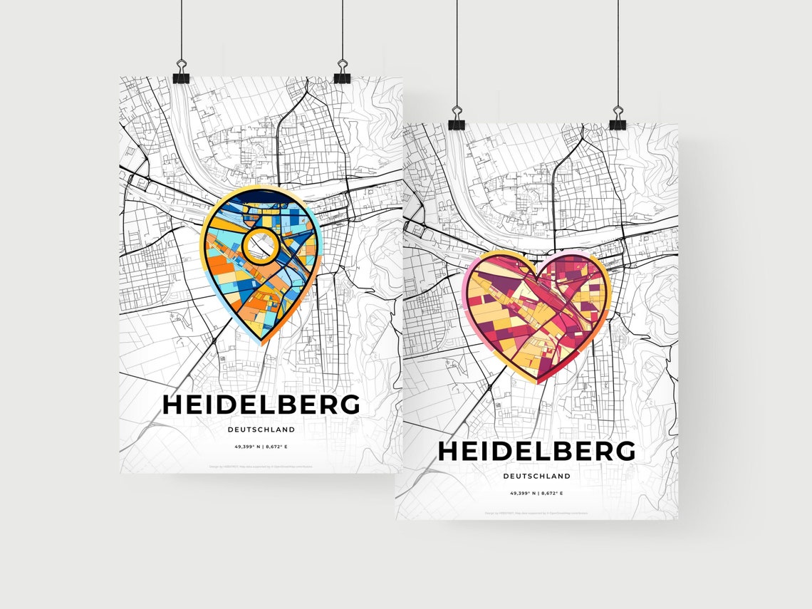Heidelberg Germany Where It All Began Heart Map Coordinates Poster - Image 2