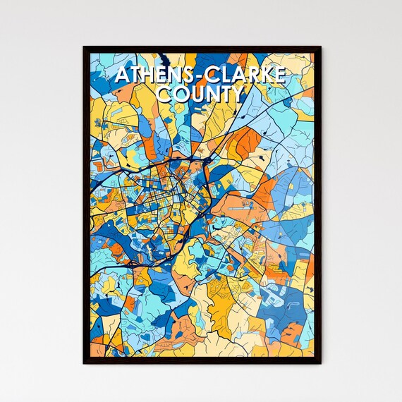 Athens-Clarke County Georgia Colorful City Map Art Home Decor Poster