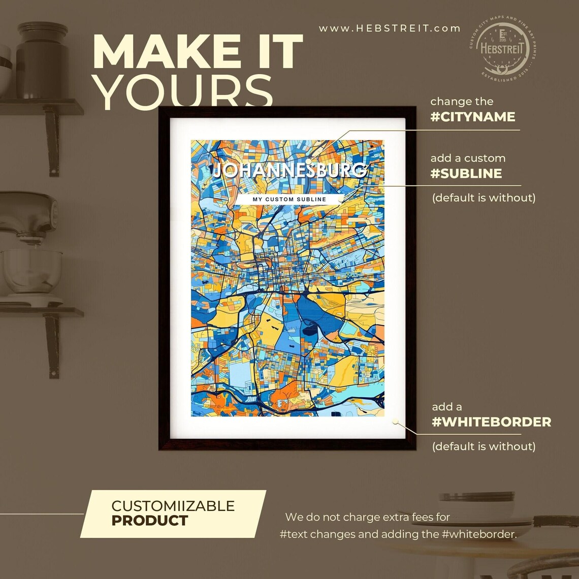 Johannesburg South Africa Colorful City Street Map Poster Art - Image 2