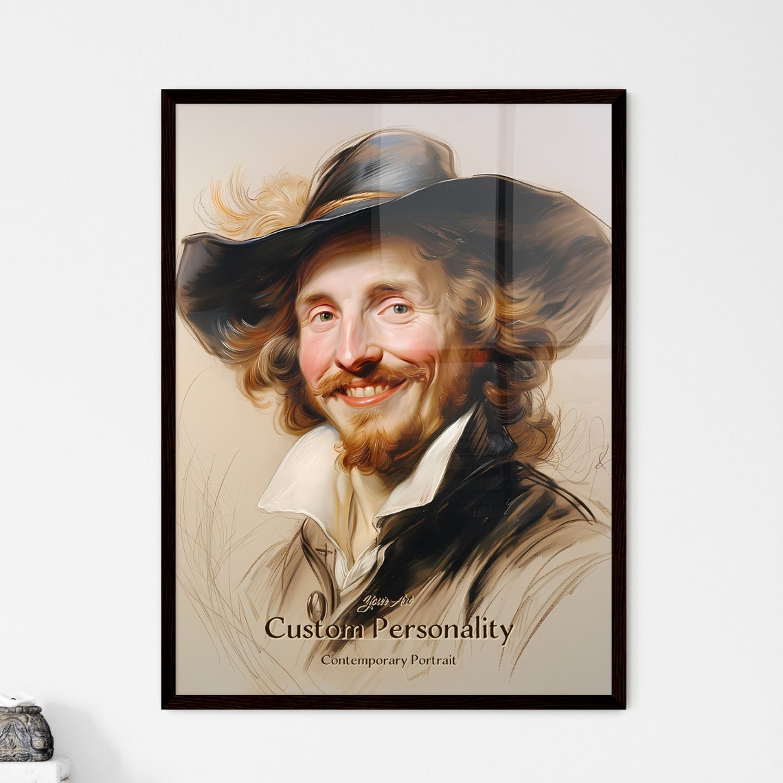 Custom Personality Baroque Gentleman Feathered Hat Portrait Poster