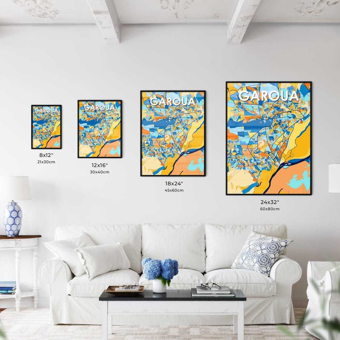 Garoua Cameroon Colorful Vibrant City Map Art Print Home Decor - Image 3
