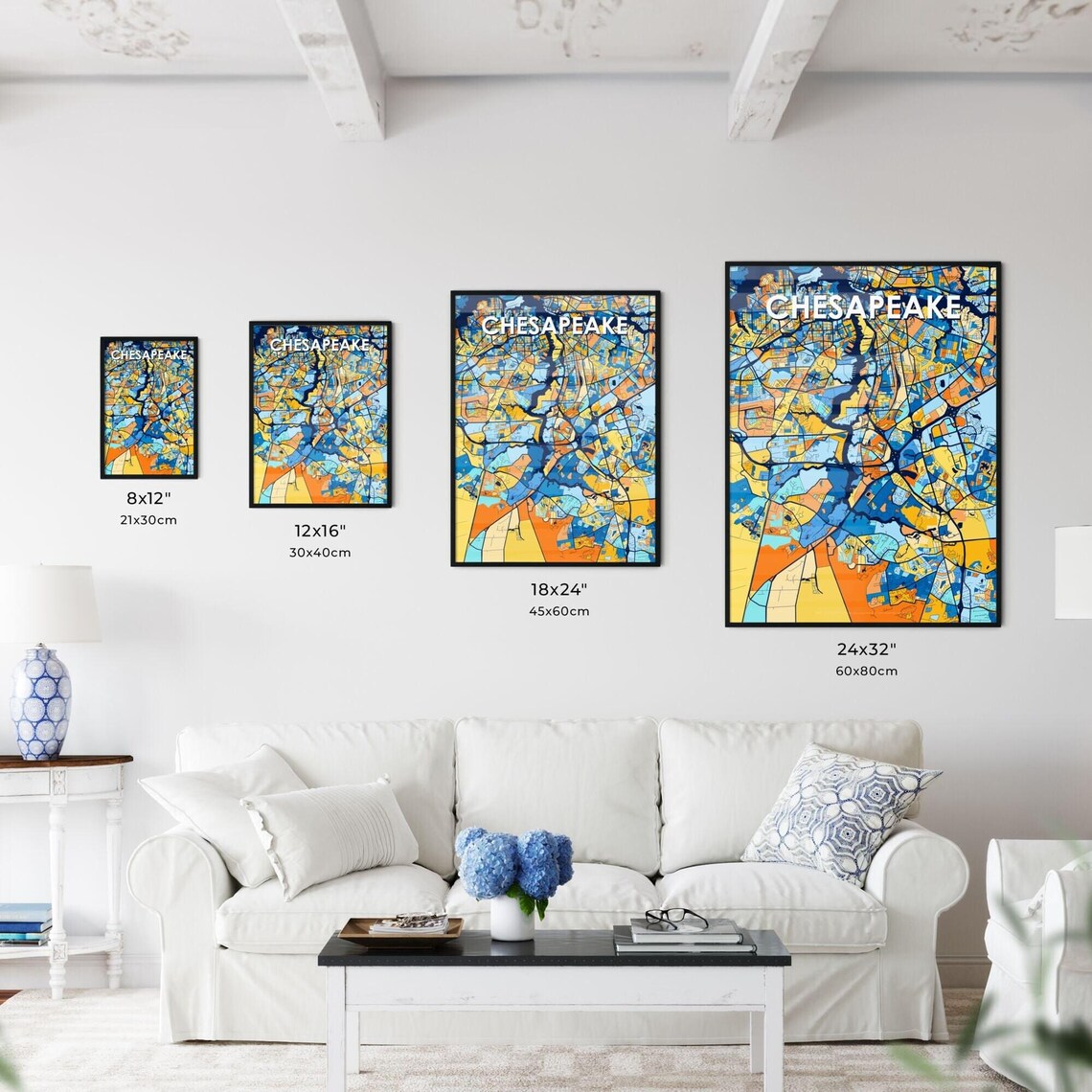 Chesapeake Virginia Colorful Geometric City Street Map Poster - Image 3