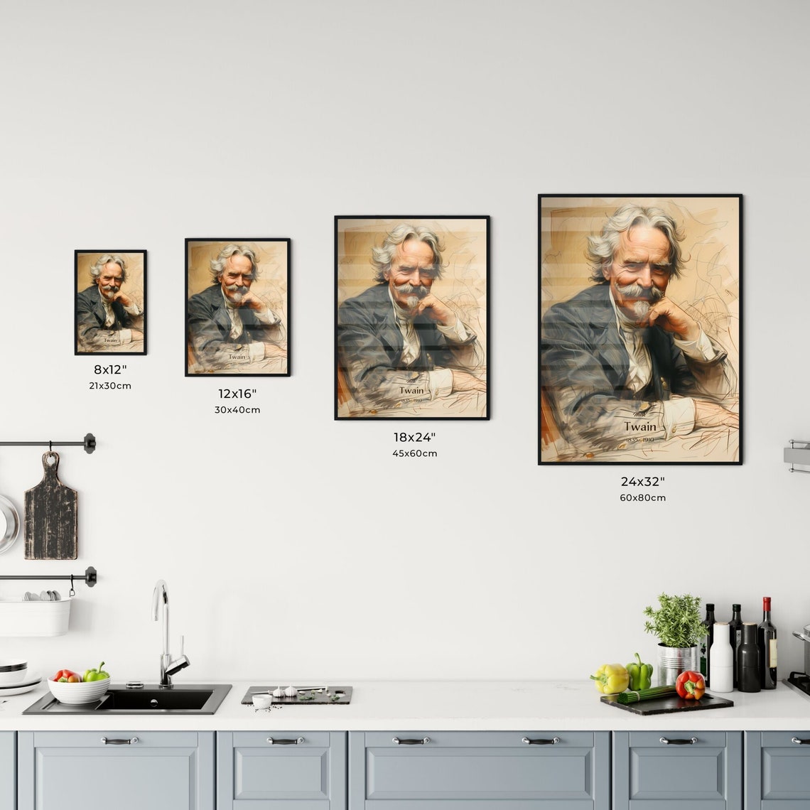 Mark Twain Famous American Author Sketch Style Portrait Poster - Image 3