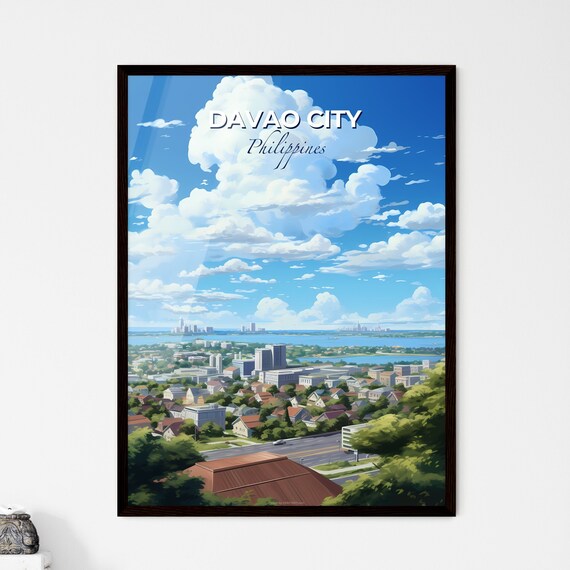 Davao City Philippines Bay View Cityscape Scenic Travel Poster