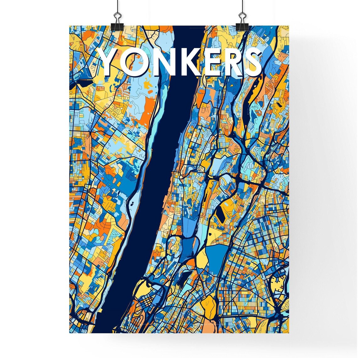 Yonkers New York Colorful Vibrant City Street Map Art Poster - Image 4