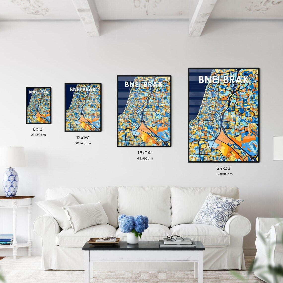 Bnei Brak Israel Colorful Modern City Street Map Travel Decor Poster - Image 3