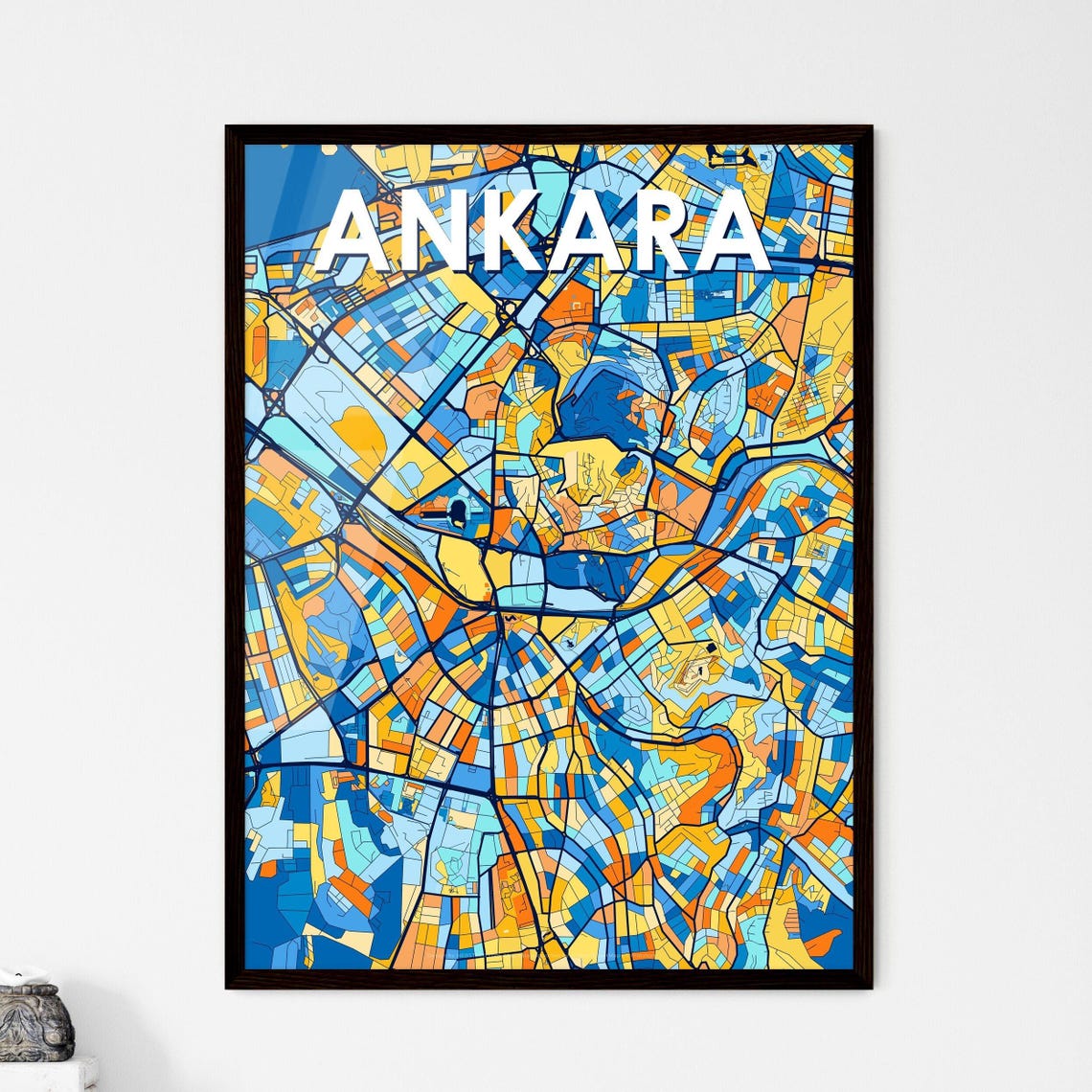Ankara Turkey Bold Colorful City Map Artwork Travel Wall Decor Poster