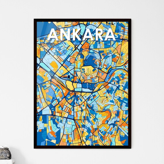 Ankara Turkey Bold Colorful City Map Artwork Travel Wall Decor Poster