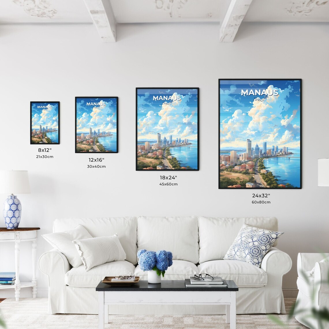 Manaus Brazil Riverside Skyline City Illustration Travel Art Poster - Image 3