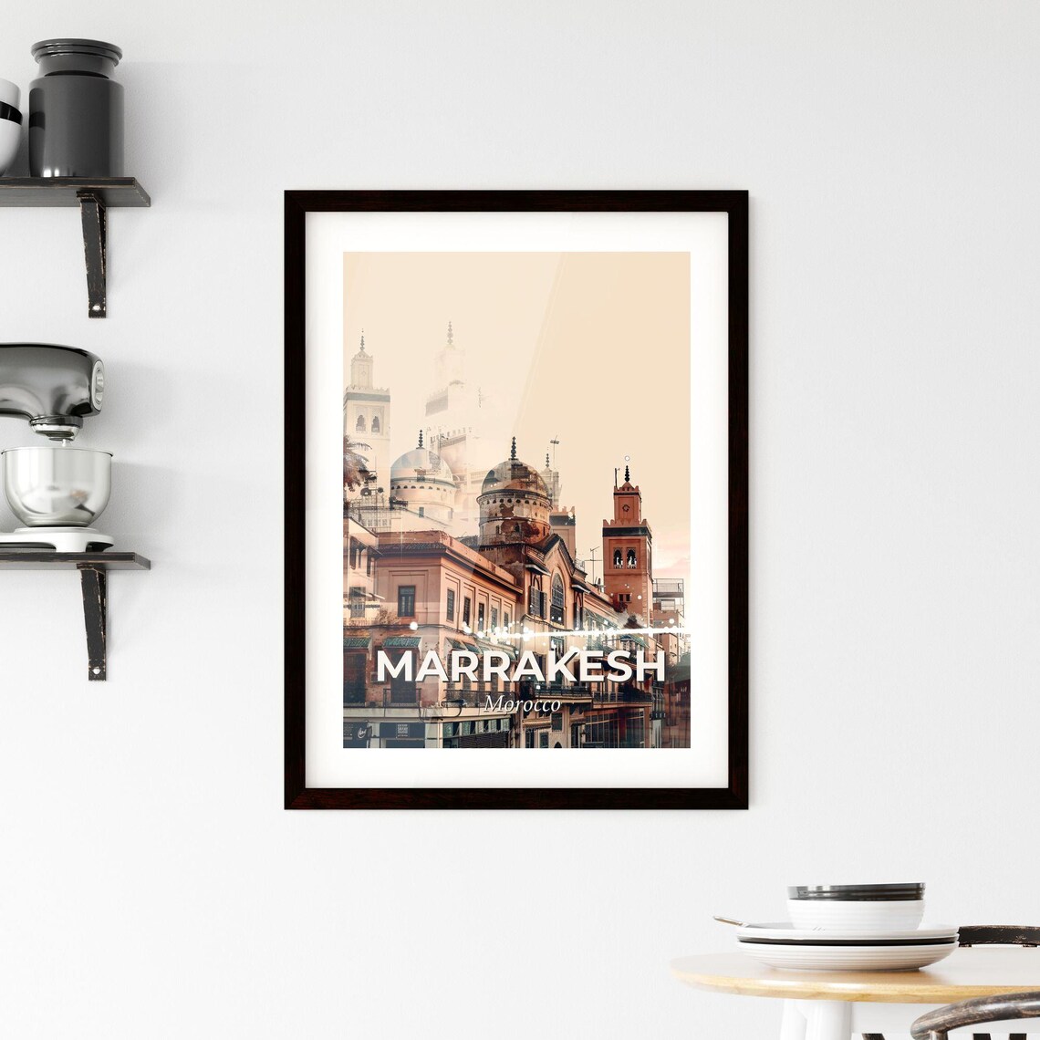 Marrakesh Morocco Golden Medina Minaret Double Exposure Art Poster - Image 2