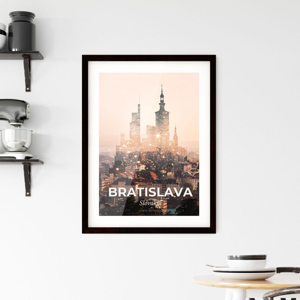 Bratislava Slovakia Sparkling Skyline Castle Tower Art Poster - Image 2