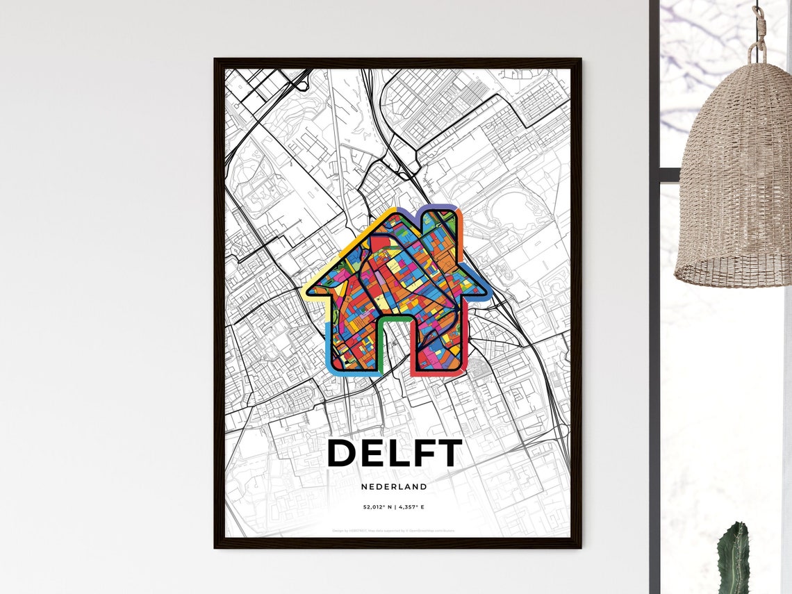 Delft Netherlands Where It All Began Heart Map Coordinates Poster - Image 3
